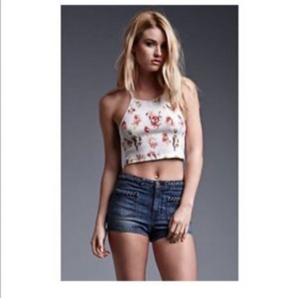 House of Harlow 1960 Rope Detail High Rise Denim Jean Shorts Size 28
